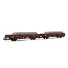 Set 2 Wagons Plats à Ridelles « V » (Traverses Béton) - HN6543