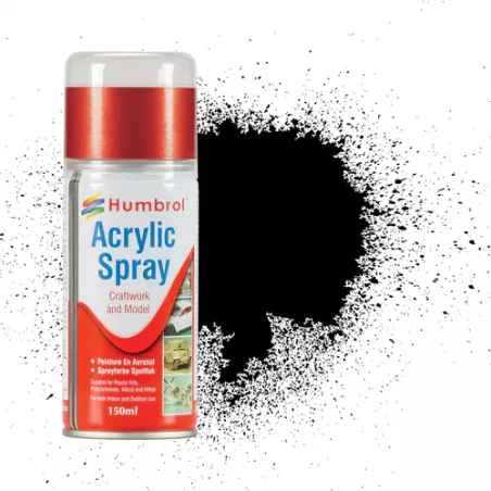 Humbrol AD6033 Spray Peinture Acrylique 33 Noir Mat 150ml - Accessoire Modélisme | H66