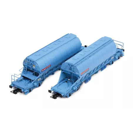 HJ6230 NACCO, coffret de 2 wagons-trémies à 4 essieux Taoos, livrée bleue