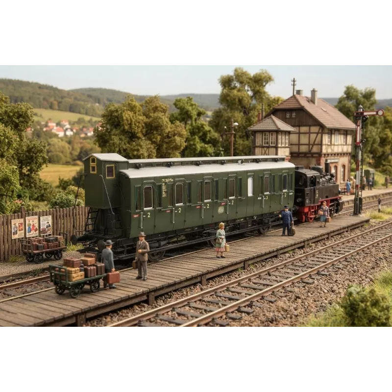 Lenz 41162-01 Voiture d'Omnibus Prussienne C3 avec Guérite - Échelle O | H66