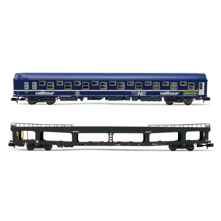 Set 1 Voiture T2 Railtour + 1 Fourgon DD 66 Nouille - HNS4382